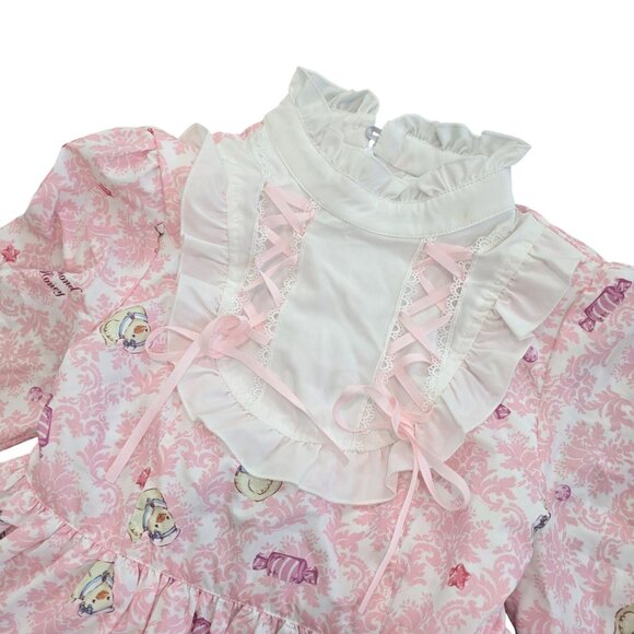 Angels Heart Honey Jam Sweet Lolita Dress size M Pink Lace & Ribbon - Picture 6 of 11